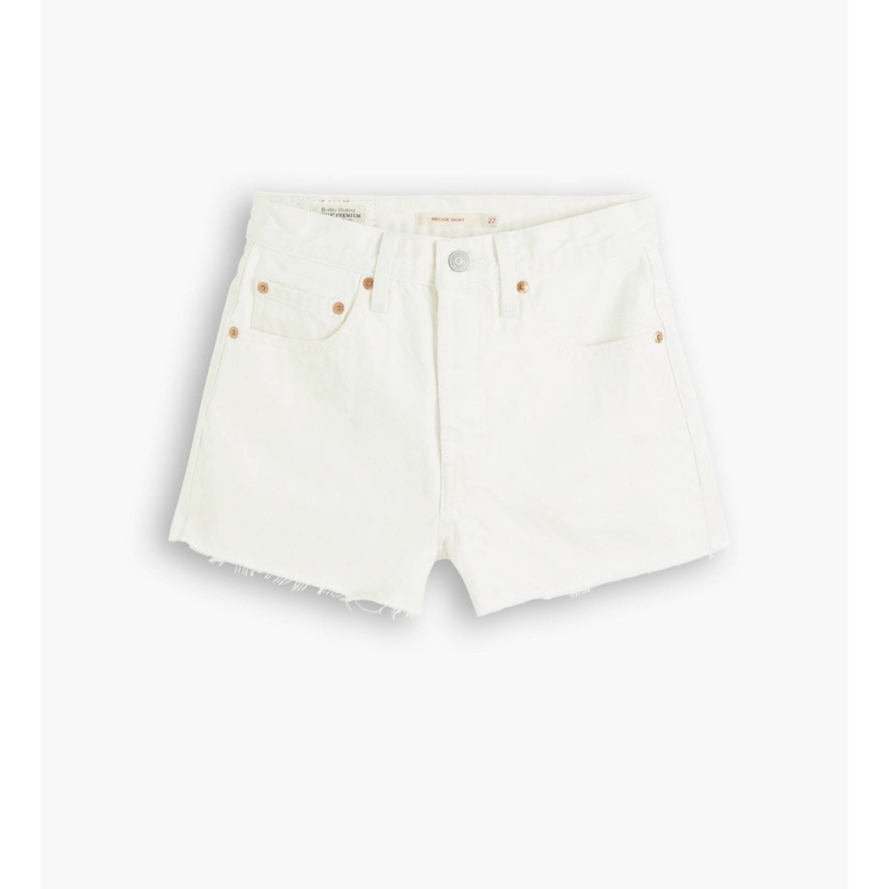 Levi's Ribcage Jean Shorts Womens‎ Size 24 White Button Fly Distressed Denim XXS